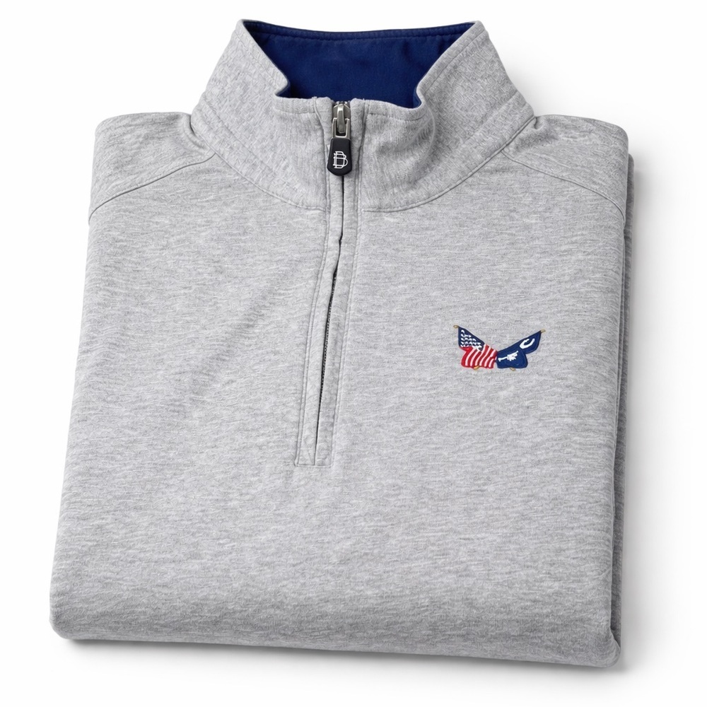 B. Draddy Secession Golf Club Quarter Zip Pullover Gray Cotton Golf Sweater M